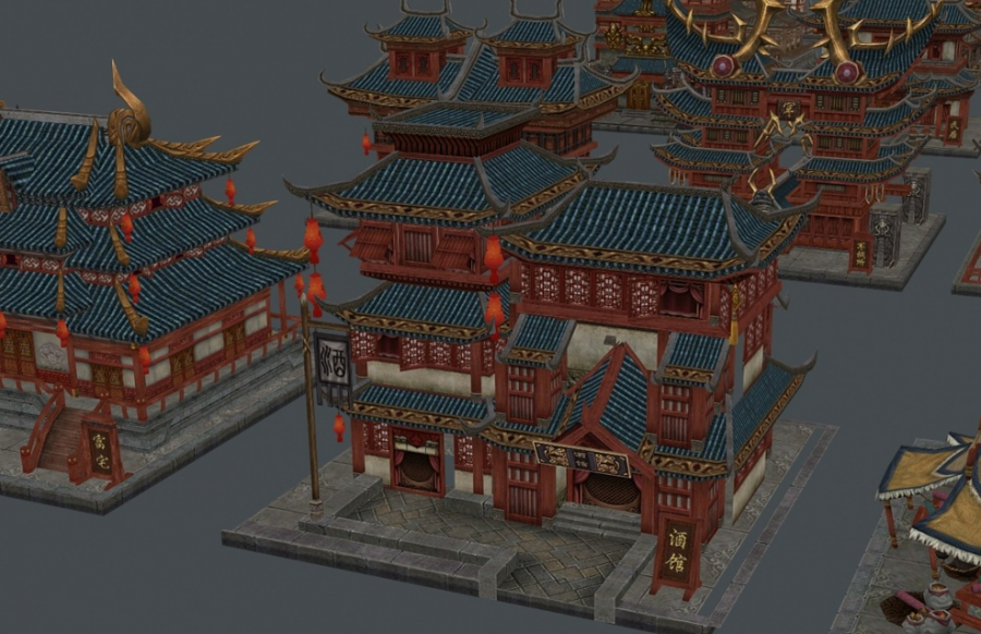 古代游戏场景建筑模型下载