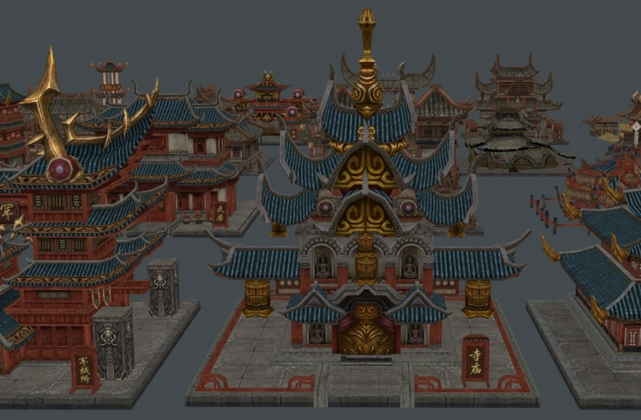 古代游戏场景建筑模型下载
