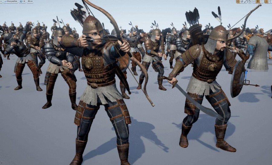 UE4模型带全套动作 古代骑兵 弓箭手 刀兵 马匹 武器等模型