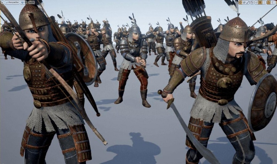 UE4模型带全套动作 古代骑兵 弓箭手 刀兵 马匹 武器等模型