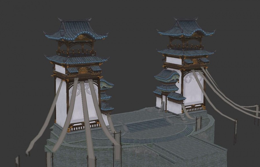 写实古代城镇场景建筑3D模型