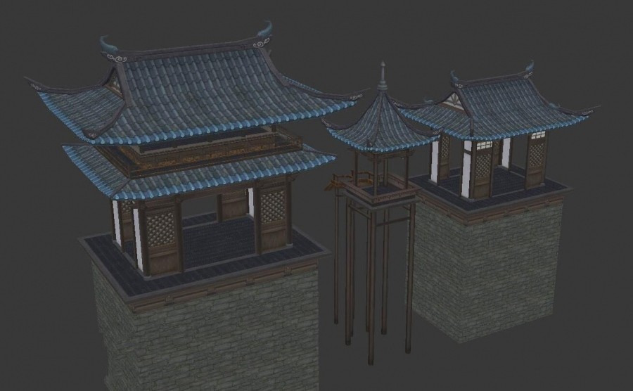写实古代城镇场景建筑3D模型