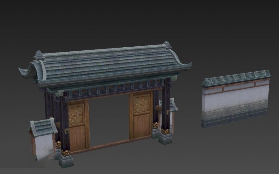写实古代城镇场景建筑3D模型