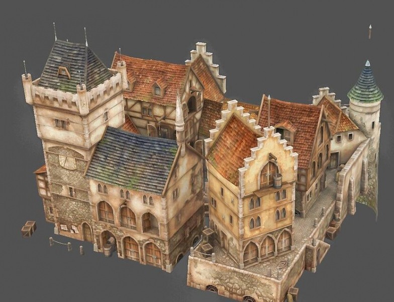 欧洲房子建筑 中世界教堂 纪元建筑场景3D模型合集