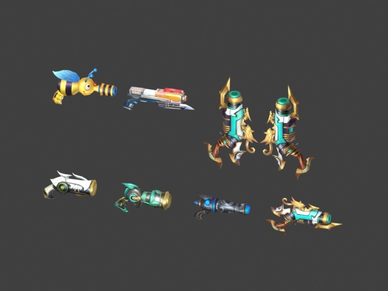 一套中国风卡通版武侠仙侠神话角色人物武器3D模型 游戏美术素材