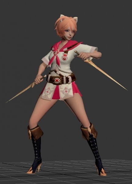 双剑少女带绑定模型