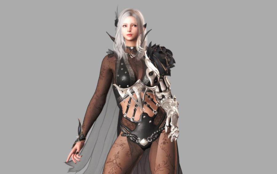 韩游暗黑女骑士3D模型PBR次时代OBJ黑色沙漠女性角色高模