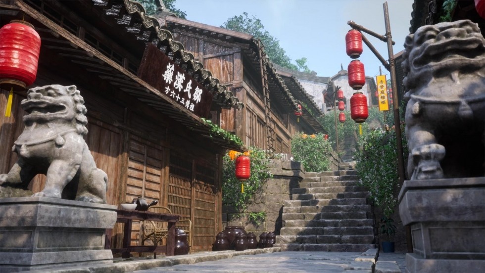 UE5虚幻5 Modular Chinese mountain town 模块化中国古城场景