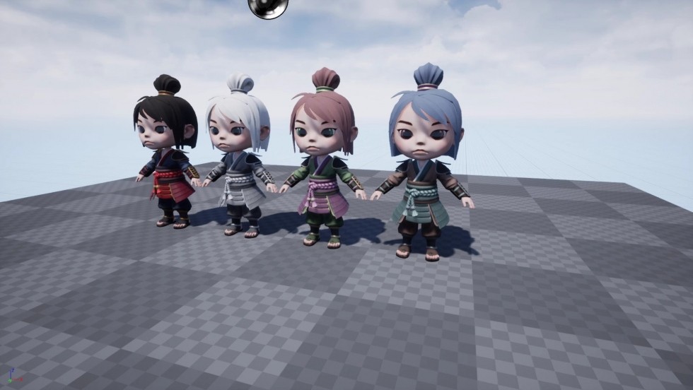 UE4UE5虚幻中国风可爱角色卡通传统战士赤壁武士 Chibi Samurai