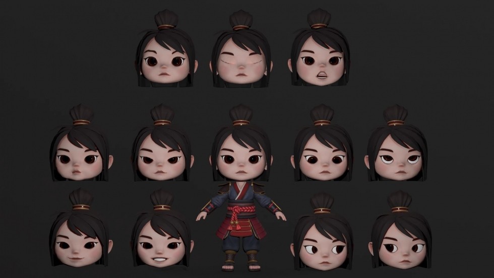 UE4UE5虚幻中国风可爱角色卡通传统战士赤壁武士 Chibi Samurai