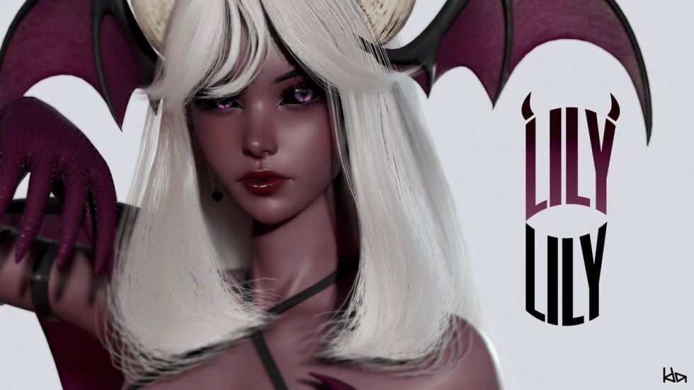 UE4虚幻5 Succubus Lily 可爱魅魔美女虚拟主播人物游戏角色模型