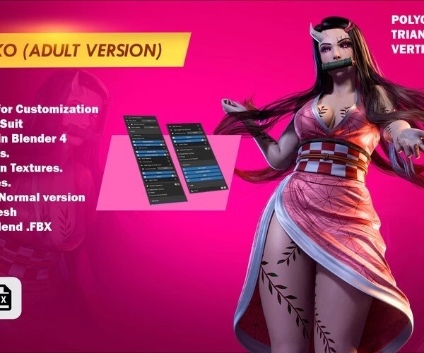 UE4虚幻5 鬼灭之刃祢豆子角色模型