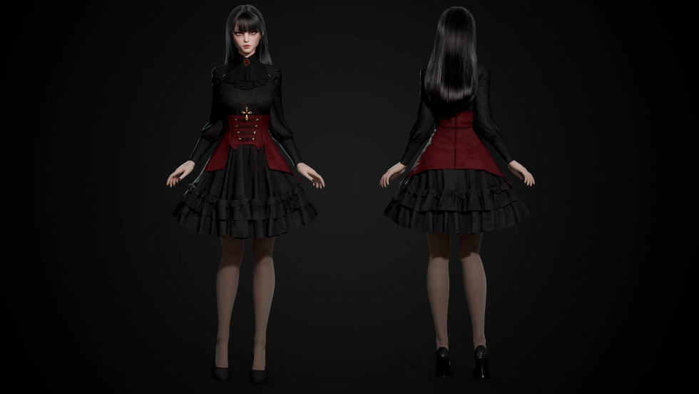UE4虚幻5 Vampire Girl Modular 模块化吸血鬼女孩角色模型