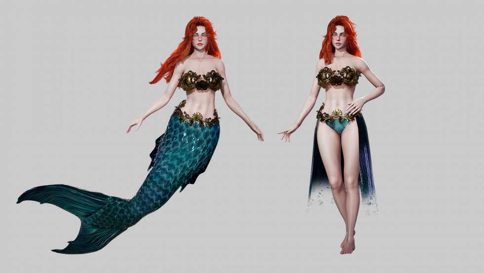 UE4虚幻5 Mermaid Girl 美人鱼公主角色女性人物模型含动画