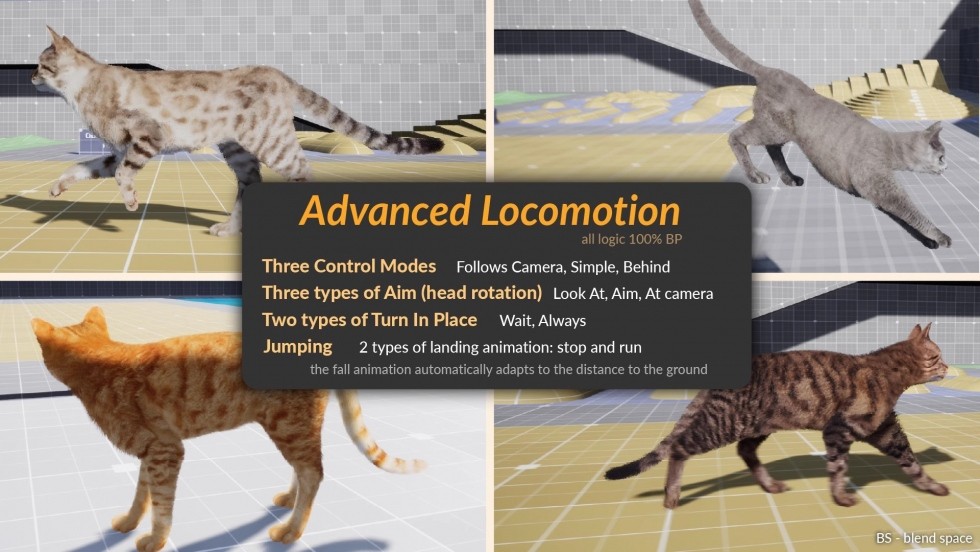 UE4虚幻5 AnimX꞉ Advanced Cats 高品质猫咪角色模型带动画
