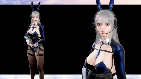 UE4虚幻5 Girl Bunny Military 可爱兔女郎战士角色模型