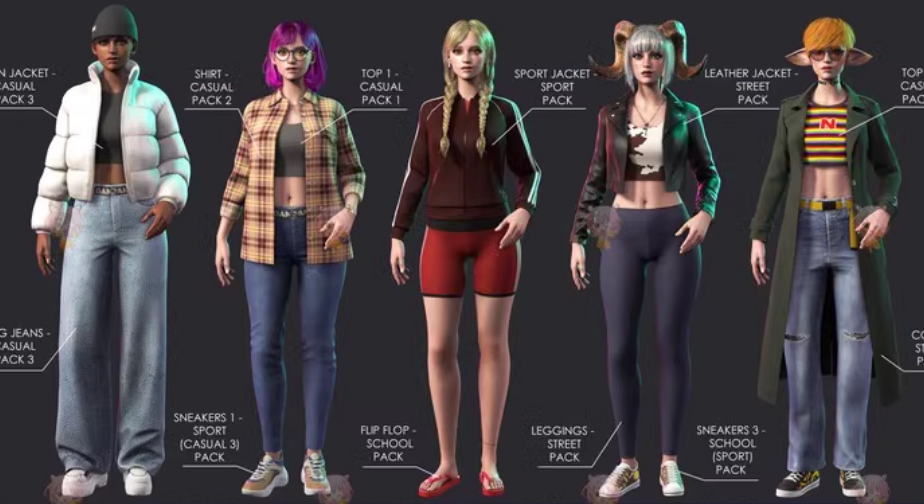 UE4虚幻5 Streetwear Girl 1 Casual Wear Girls Pack 1 街头女孩模型大合集