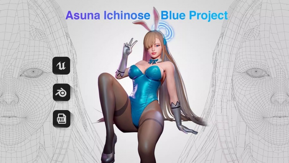 UE4虚幻5 Asuna Ichinose 性感兔女郎美女角色模型