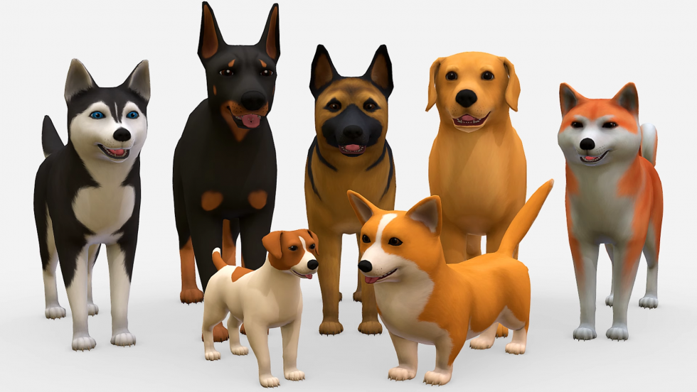 UE4虚幻5 Toon Dogs pack 卡通动物角色小狗狗秋田哈士奇柯基动物模型