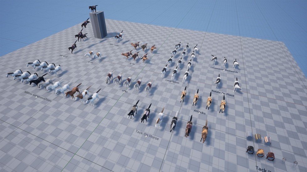 写实马群可自定义奔马3D模型带动画