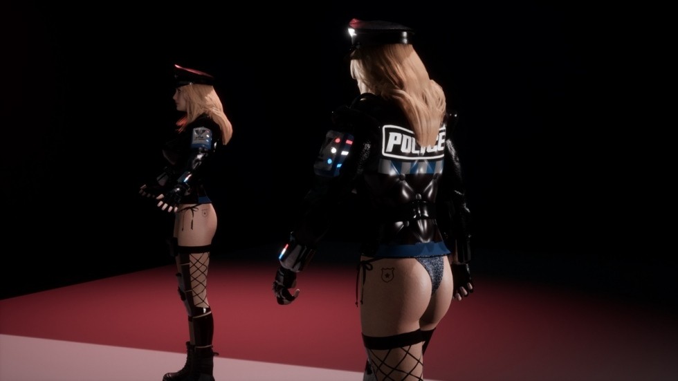 UE4虚幻5 Female Cop 性感游戏女警制服角色模型