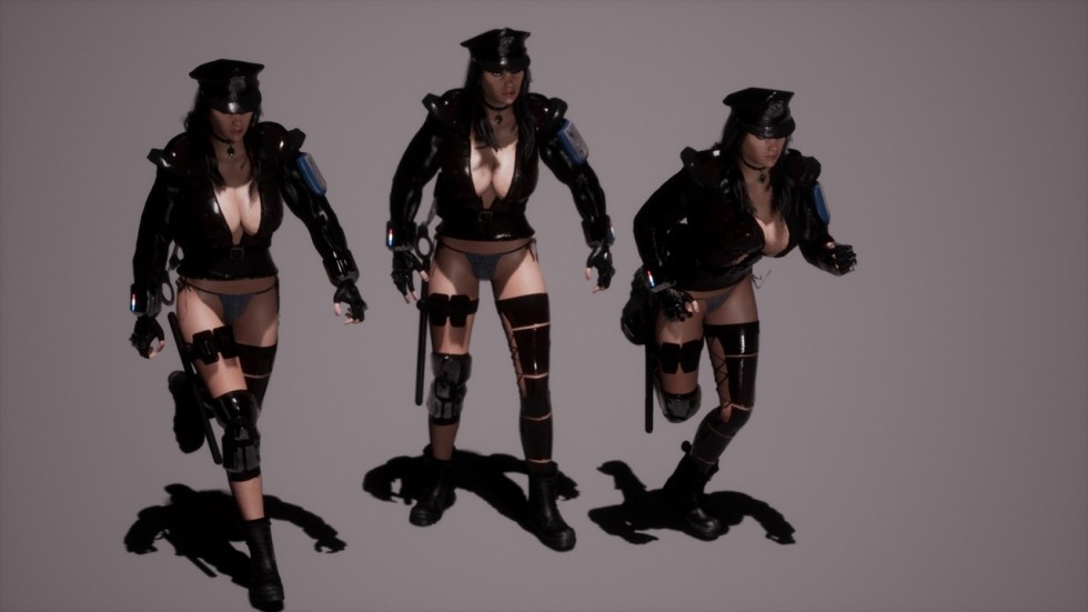 UE4虚幻5 Female Cop 性感游戏女警制服角色模型