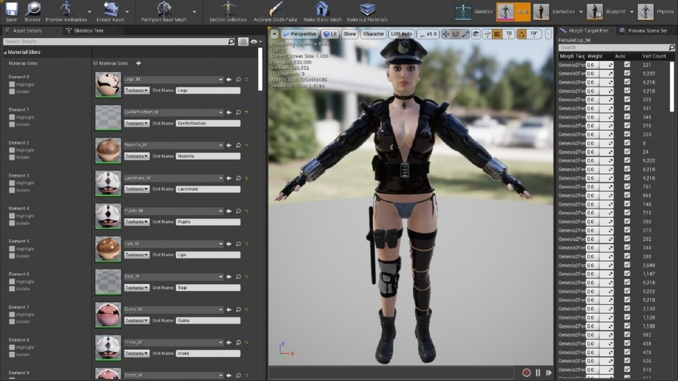 UE4虚幻5 Female Cop 性感游戏女警制服角色模型