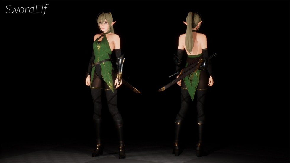 UE4虚幻5 Sword Elf 幻想游戏精灵角色次时代暗夜精灵模型