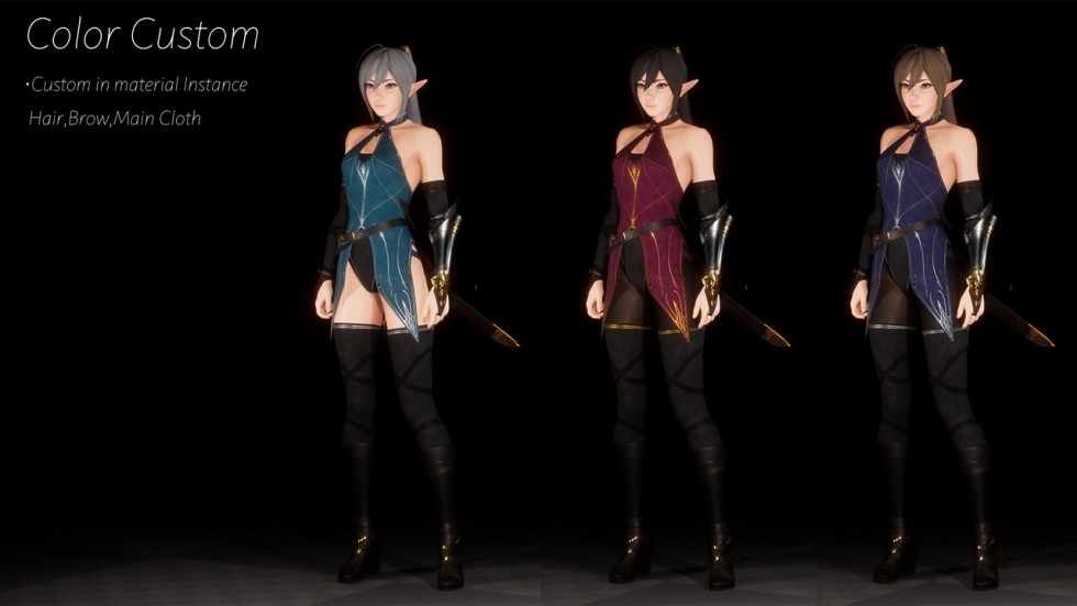 UE4虚幻5 Sword Elf 幻想游戏精灵角色次时代暗夜精灵模型