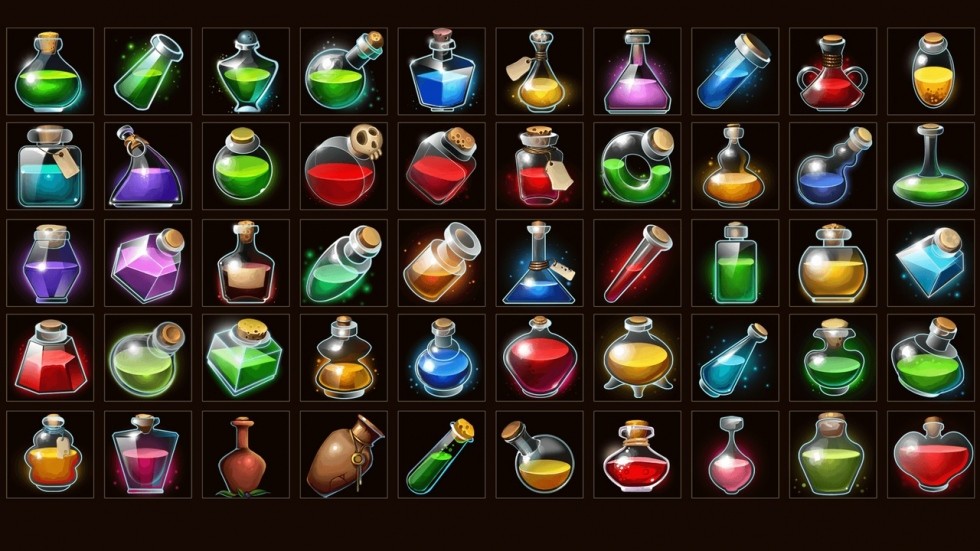 UE4虚幻5 Potion Icons 魔法药水水晶瓶贴图图标素材纹理