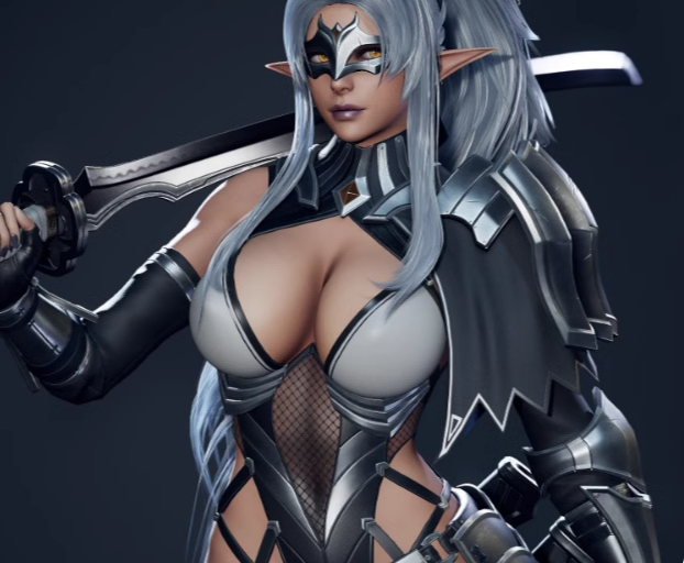  Artstation资源 Dark Elf Blader - Game Ready 黑暗精灵女剑士