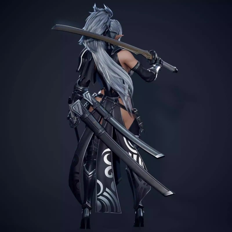  Artstation资源 Dark Elf Blader - Game Ready 黑暗精灵女剑士