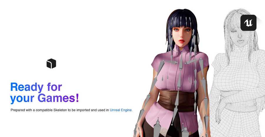 UE4虚幻5 Hinata Hyuga - Game Ready 3D model 游戏美女人物模型