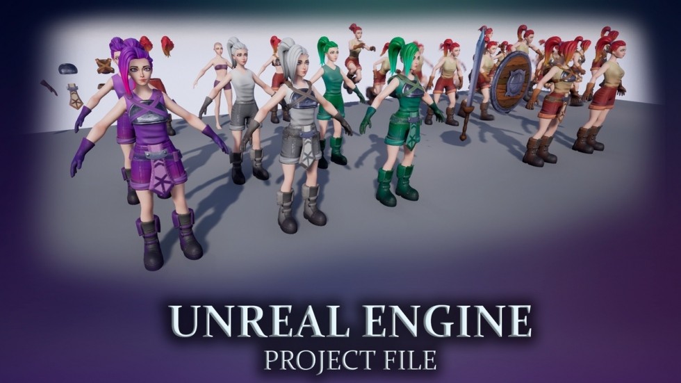 UE4虚幻5 Novice Girl 游戏女孩模型