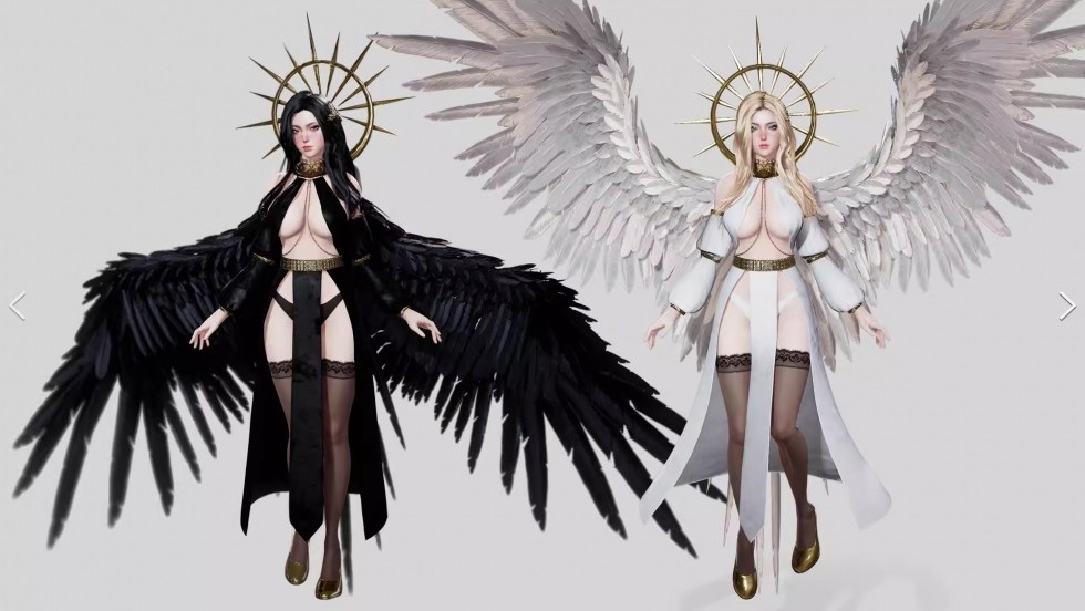 UE5虚幻4可爱光明黑暗天使女孩人物角色模型Angelica IdaFaber
