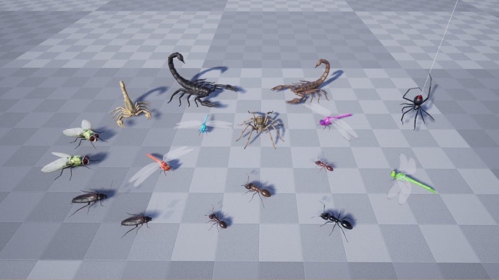 UE4虚幻5 Medhue Insect Pack 7种3D昆虫模型带动画