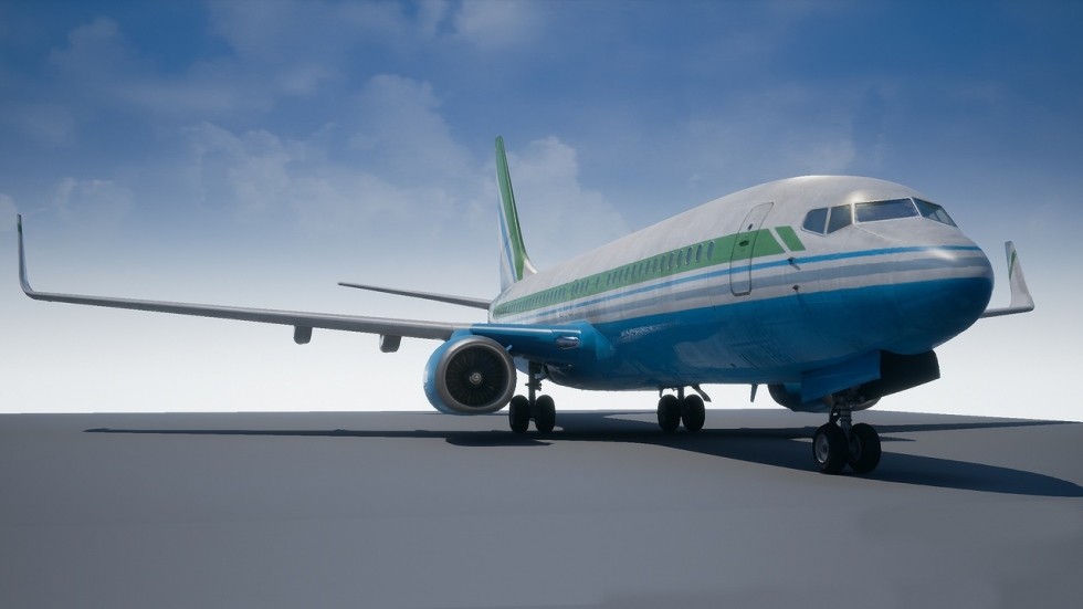 UE4虚幻5 Airliner 波音737游戏飞机模型带内部道具素材