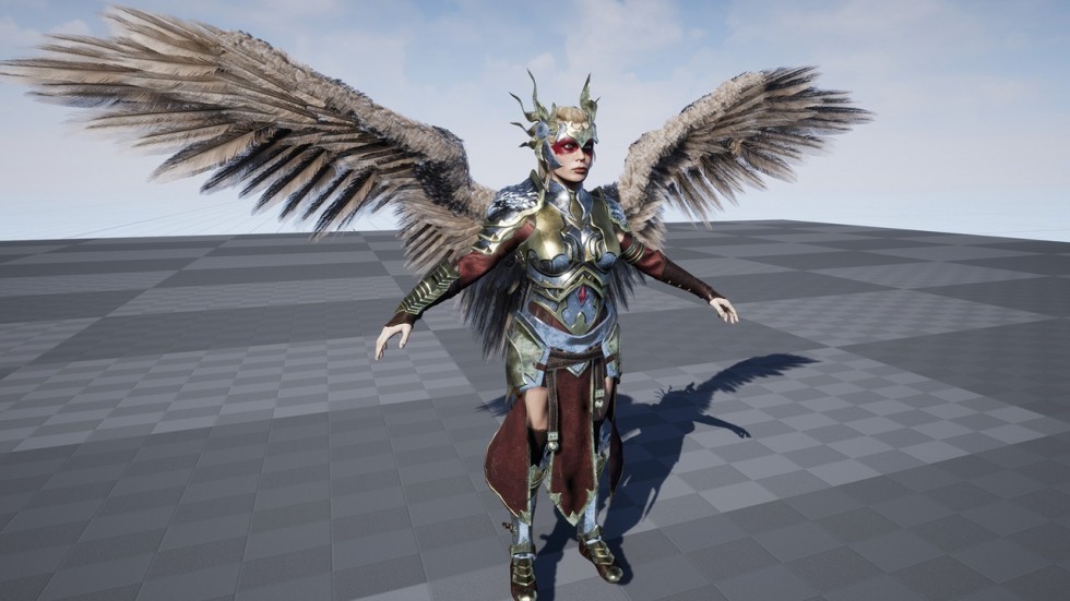 UE4虚幻5 Valkyrie 战斗天使女角色模型带动画面部表情人物装备模型