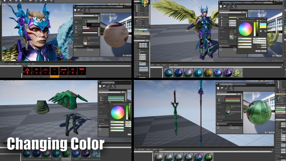 UE4虚幻5 Valkyrie 战斗天使女角色模型带动画面部表情人物装备模型