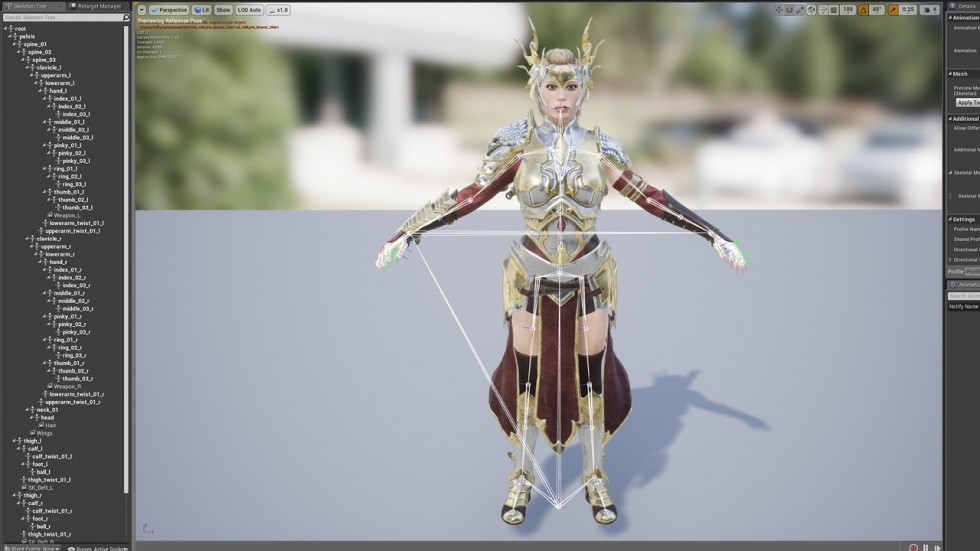 UE4虚幻5 Valkyrie 战斗天使女角色模型带动画面部表情人物装备模型