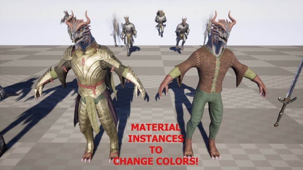 UE4虚幻5 Lizardman Paladin 蜥蜴人圣骑士游戏角色模型