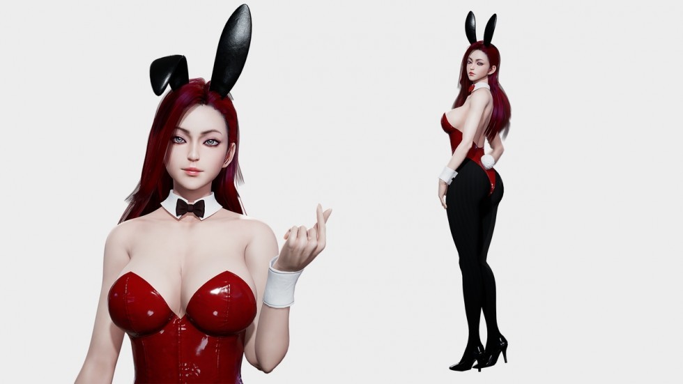 Bunny Girl兔女郎4k纹理角色头部头发衣服眼睛睫毛眉毛3d模型