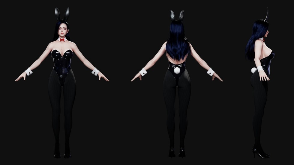 Bunny Girl兔女郎4k纹理角色头部头发衣服眼睛睫毛眉毛3d模型