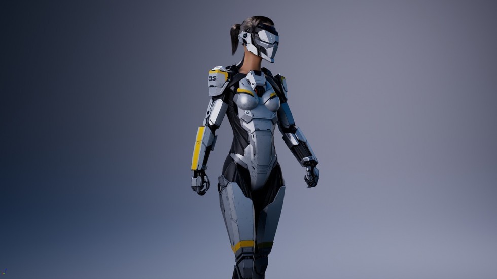 UE4虚幻5 BiomechGirl 低多边形仿生人女孩角色模型