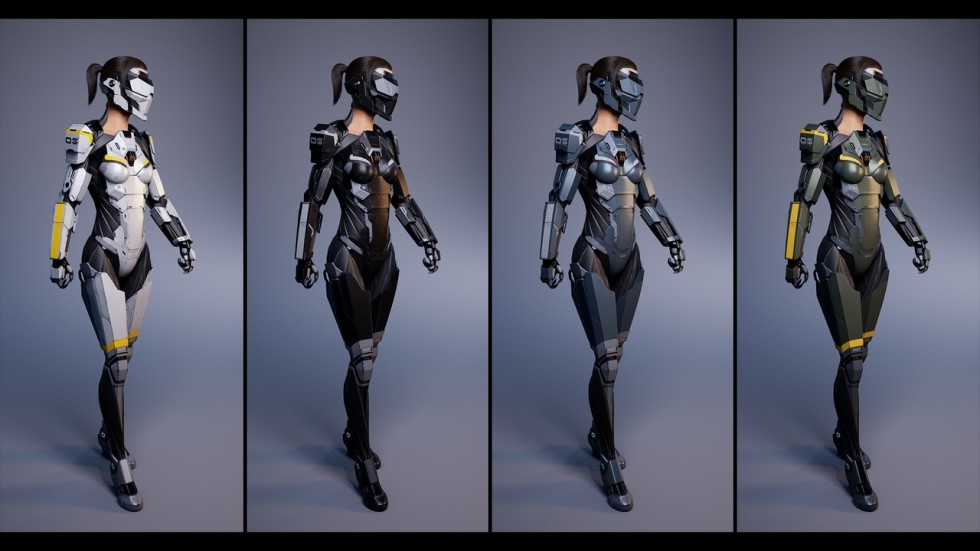 UE4虚幻5 BiomechGirl 低多边形仿生人女孩角色模型