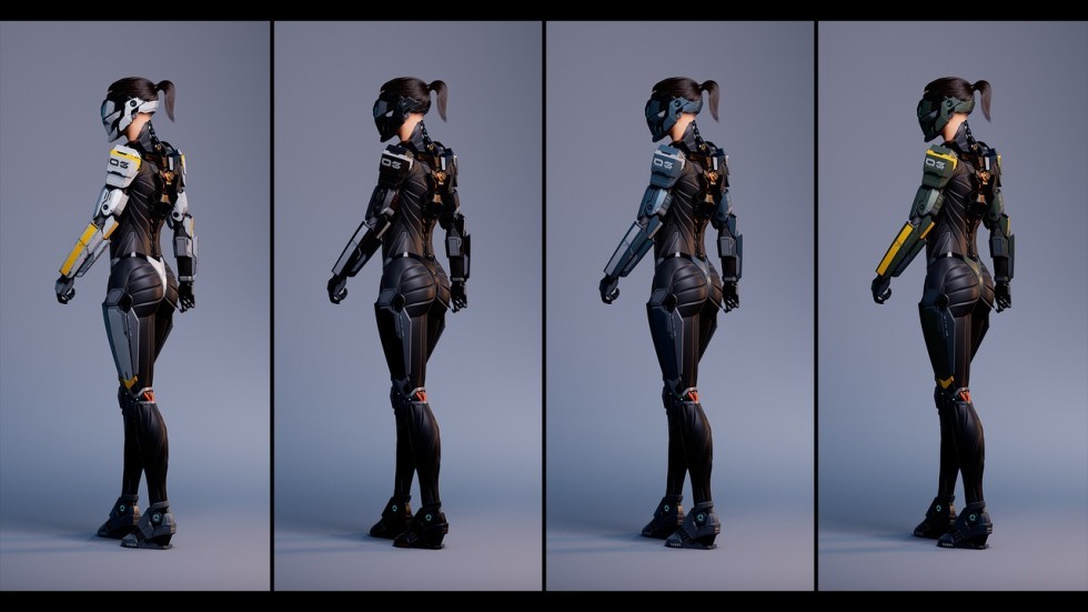 UE4虚幻5 BiomechGirl 低多边形仿生人女孩角色模型