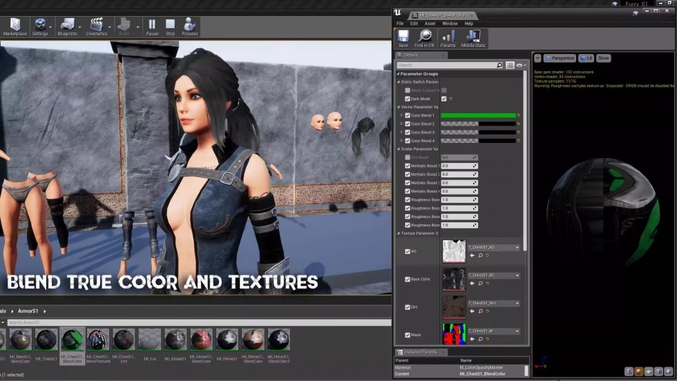 UE4虚幻5 FurryS1: Fantasy Warrior 暗夜女战士勇士人物角色模型