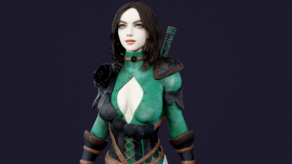 UE4虚幻5 Warrior Rose 动作游戏美女战士骑士剑士人物角色模型