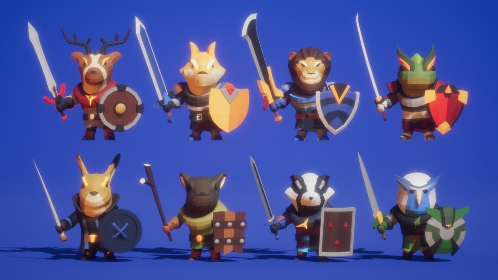 UE4虚幻5 Knight of Animal : Modular Polyart 卡通动物骑士模型