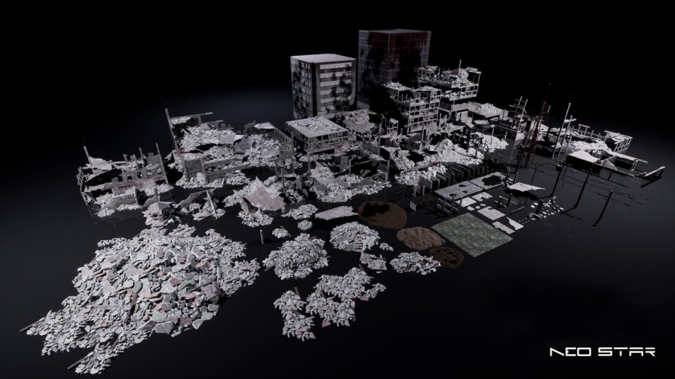 UE5虚幻5 Urban Warzone 雨后城市战场废墟场景